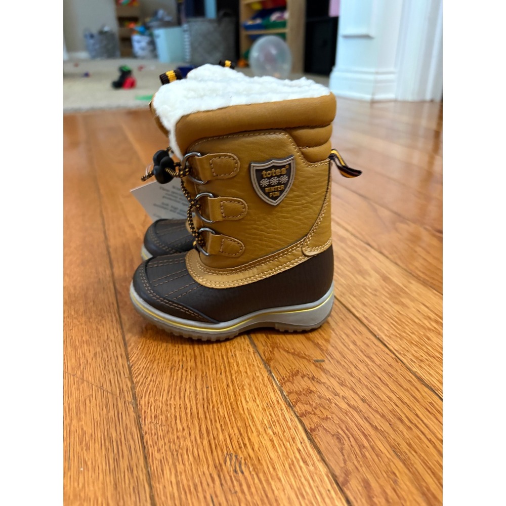 Totes Lil Morris Toddler 5T Winter Snow Boots Tan Brown Thermolite Faux Fur NEW